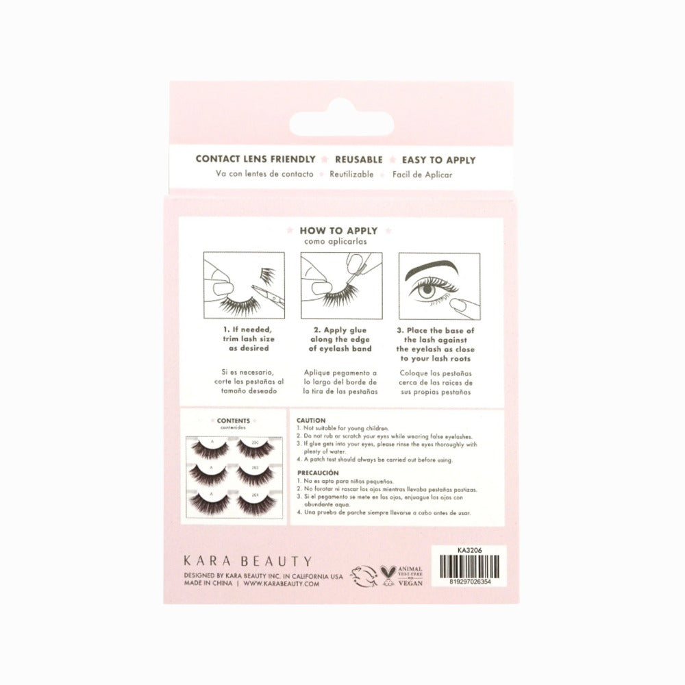 Kara Beauty Outlashed 3D Faux Lashes 3 Assorted Pairs