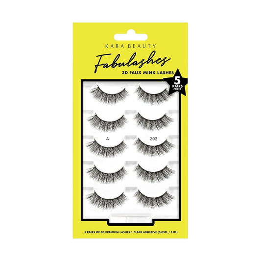 Kara Beauty Fabulashes Multi-pack 3D Faux-Mink False Eyelashes - Style KA5202