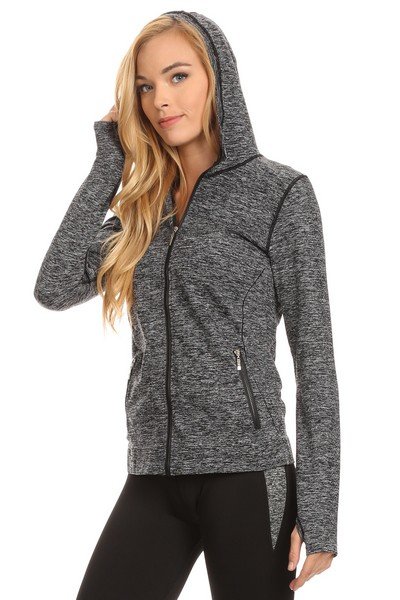 Blackashmere Charcoal Seamless Performance Jacket with Hoodie