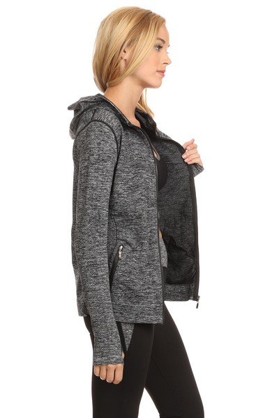 Blackashmere Charcoal Seamless Performance Jacket with Hoodie