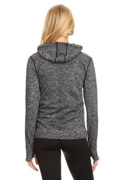 Blackashmere Charcoal Seamless Performance Jacket with Hoodie