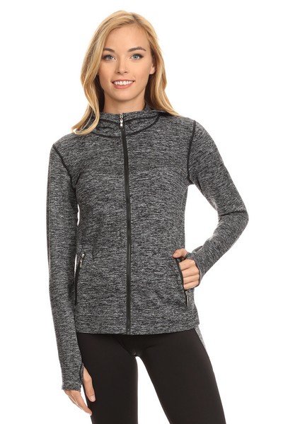 Blackashmere Charcoal Seamless Performance Jacket with Hoodie