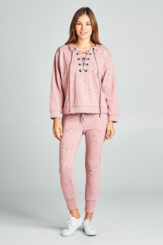 Distressed Drawstring Jogger Pants