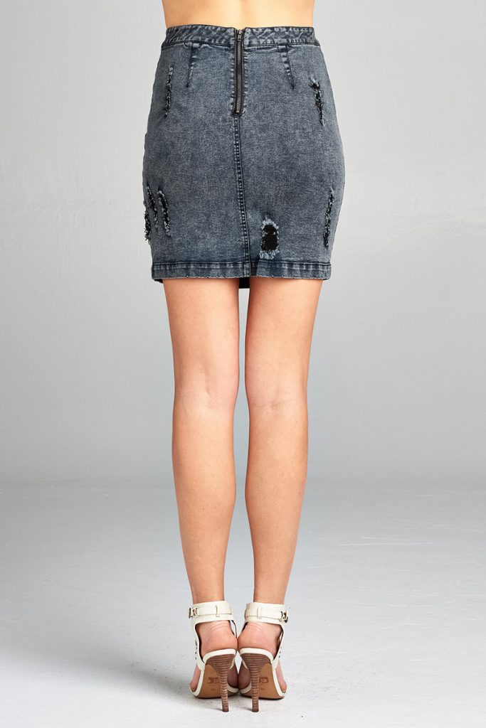 Distressed Denim Mini Skirt
