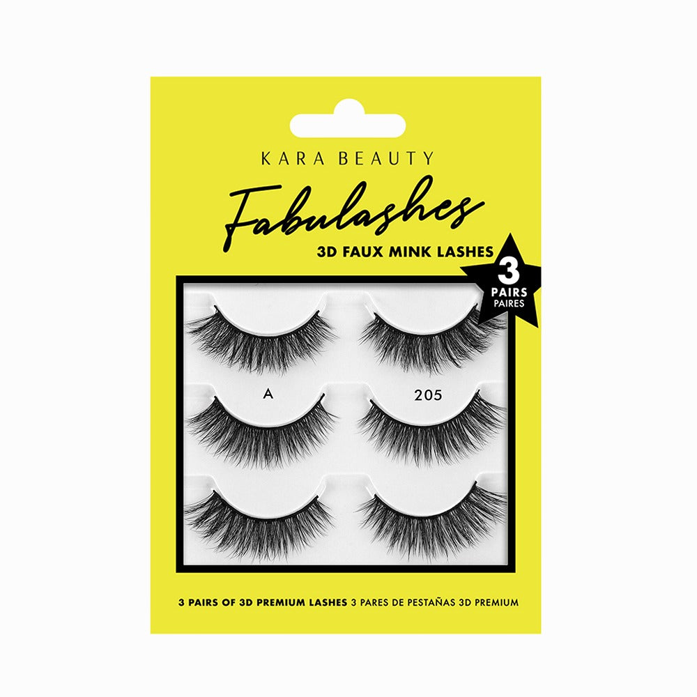 Kara Beauty Fabulashes Multi-pack 3D Faux-Mink False Eyelashes - Style KA3205
