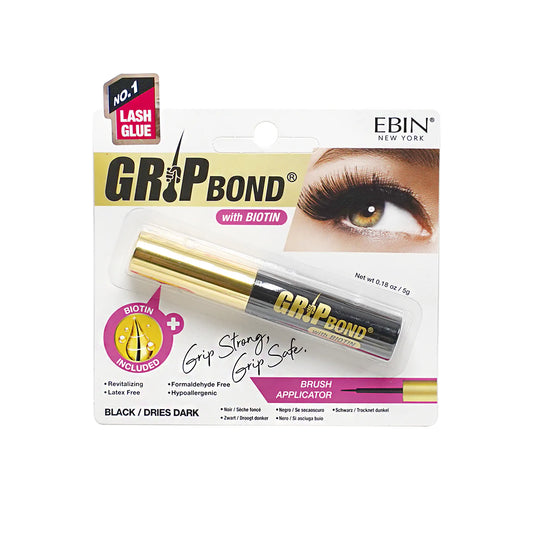 Grip Bond Lash Adhesive with Biotin - Black Brush