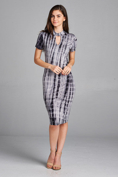 Tie Dye Mock Neck Midi Dress